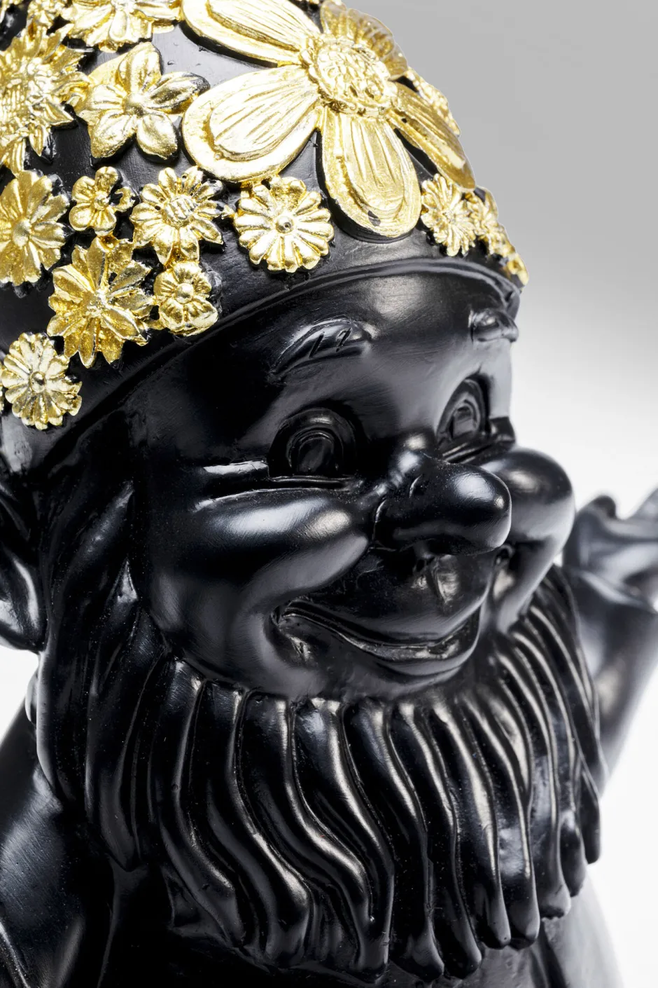 KARE Deko Figur Zwerg Meditation Schwarz Gold 19cm
