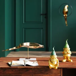 KARE Deko Figur Zwerg Sitting Gold Grün 19cm