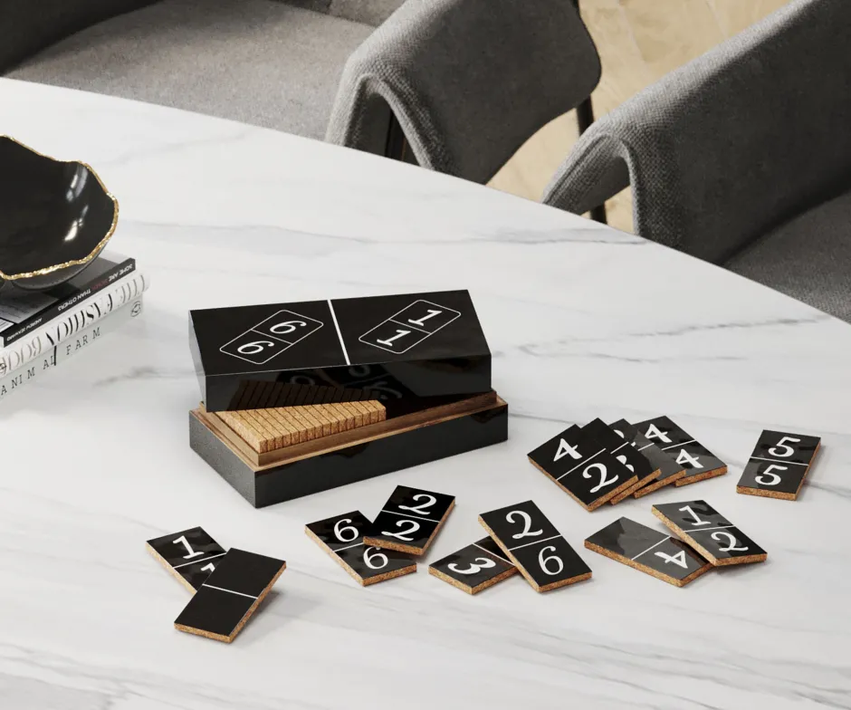 KARE Deko Objekt Domino Schwarz 24x7cm