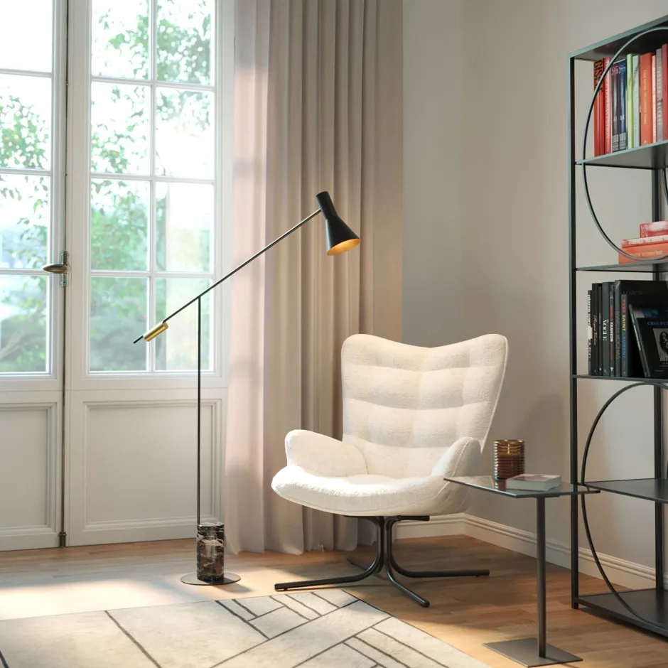 KARE Drehsessel Oscar Boucle Creme