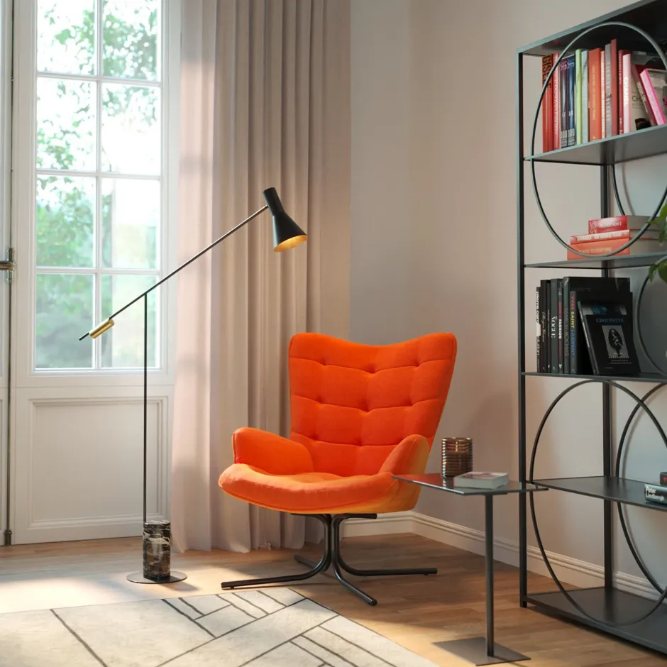 KARE Drehsessel Oscar Velvet Orange