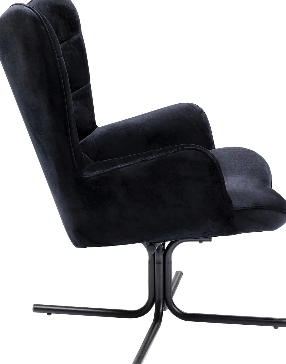 KARE Drehsessel Oscar Velvet Schwarz