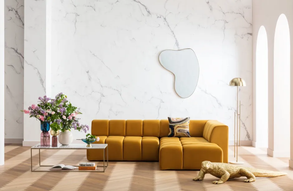 KARE Ecksofa Belami Velvet Amber Rechts