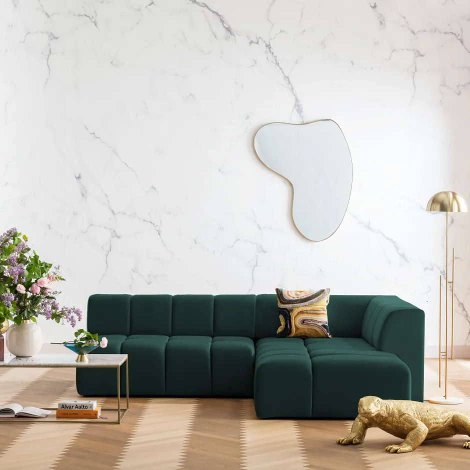 KARE Ecksofa Belami Velvet Dunkelgrün Rechts 265cm