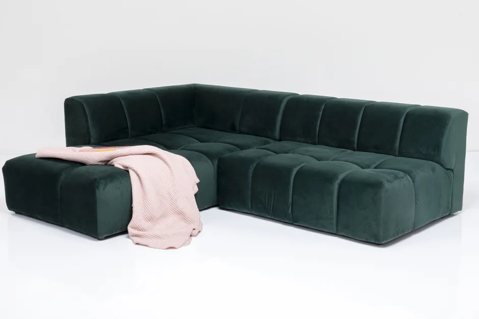 KARE Ecksofa Belami Velvet Dunkelgrün Links 265cm