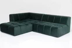 KARE Ecksofa Belami Velvet Dunkelgrün Links 265cm