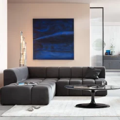 KARE Ecksofa Belami Velvet Grau Links