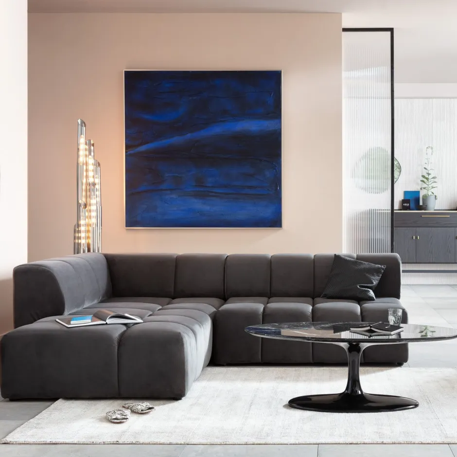 KARE Ecksofa Belami Velvet Grau Links