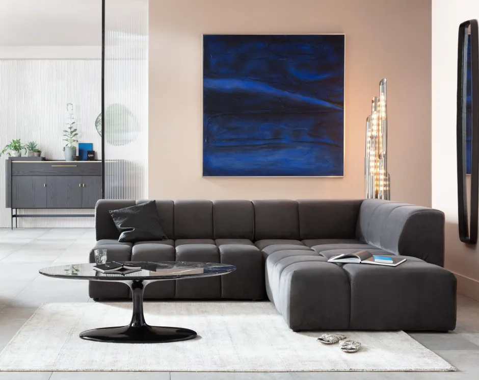 KARE Ecksofa Belami Velvet Grau Rechts