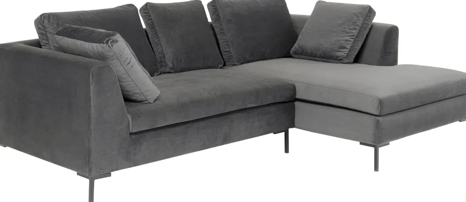 KARE Ecksofa Gianni Velvet Grau 270x167cm Rechts
