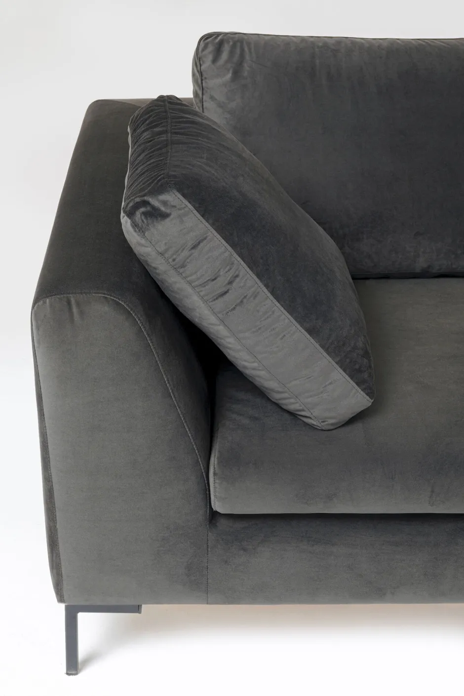 KARE Ecksofa Gianni Velvet Grau 270x167cm Rechts