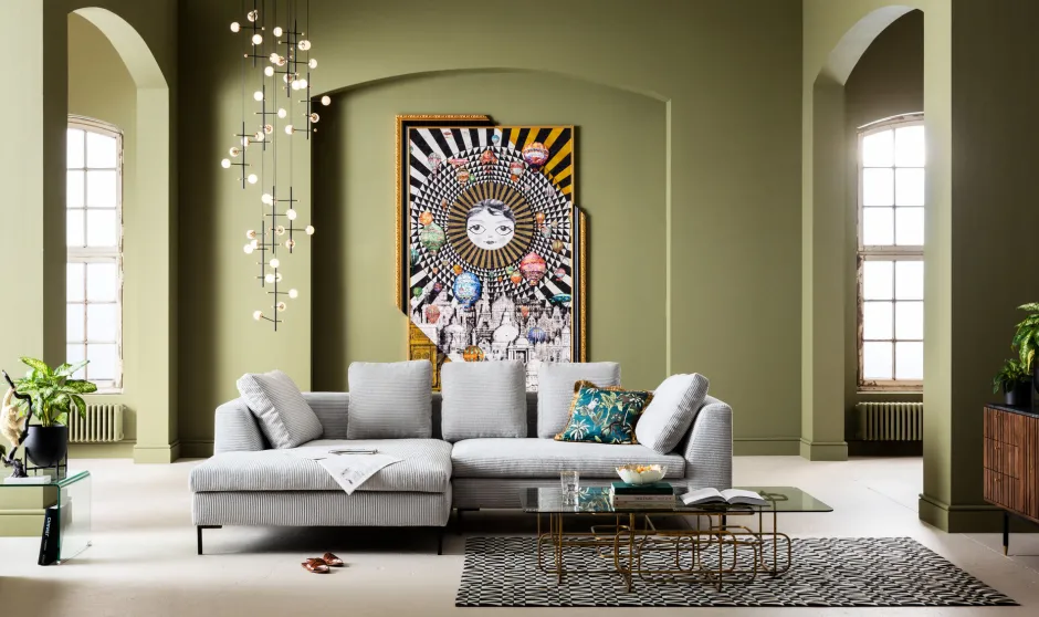 KARE Ecksofa Gianni Cord Grau Links