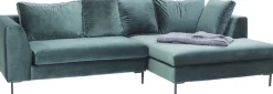 KARE Ecksofa Gianni Velvet Dunkelgrün Rechts Schwarz