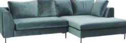 KARE Ecksofa Gianni Velvet Dunkelgrün Rechts Schwarz