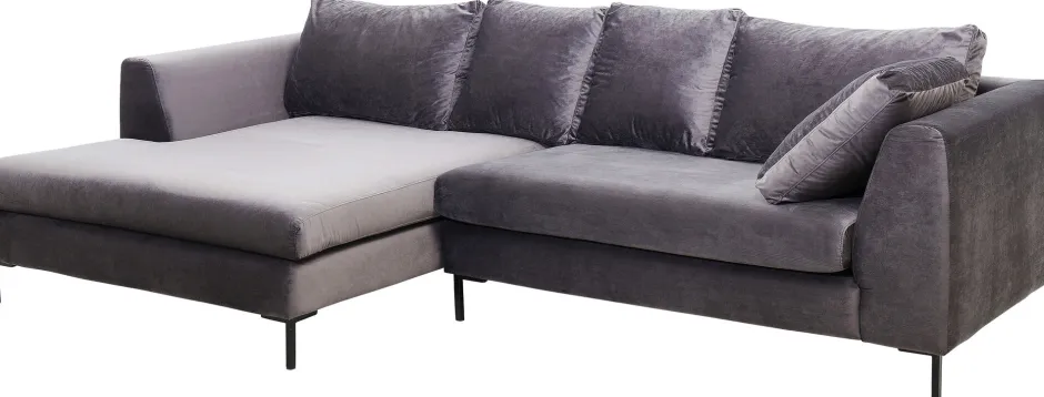 KARE Ecksofa Gianni Velvet Grau Links Schwarz
