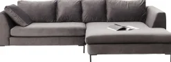 KARE Ecksofa Gianni Velvet Grau Rechts Schwarz