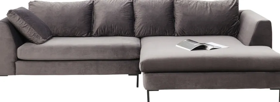 KARE Ecksofa Gianni Velvet Grau Rechts Schwarz