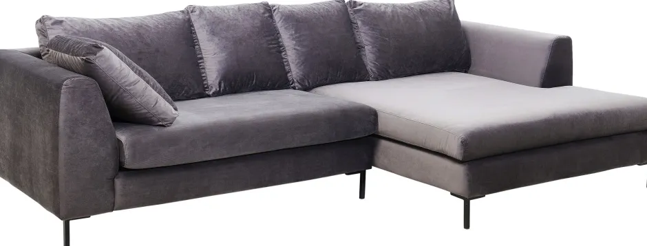 KARE Ecksofa Gianni Velvet Grau Rechts Schwarz
