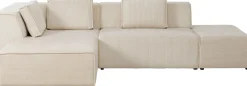 KARE Ecksofa Infinity Ottomane Cord Creme Links