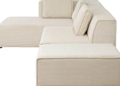 KARE Ecksofa Infinity Ottomane Cord Creme Links