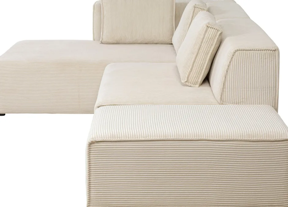 KARE Ecksofa Infinity Ottomane Cord Creme Links