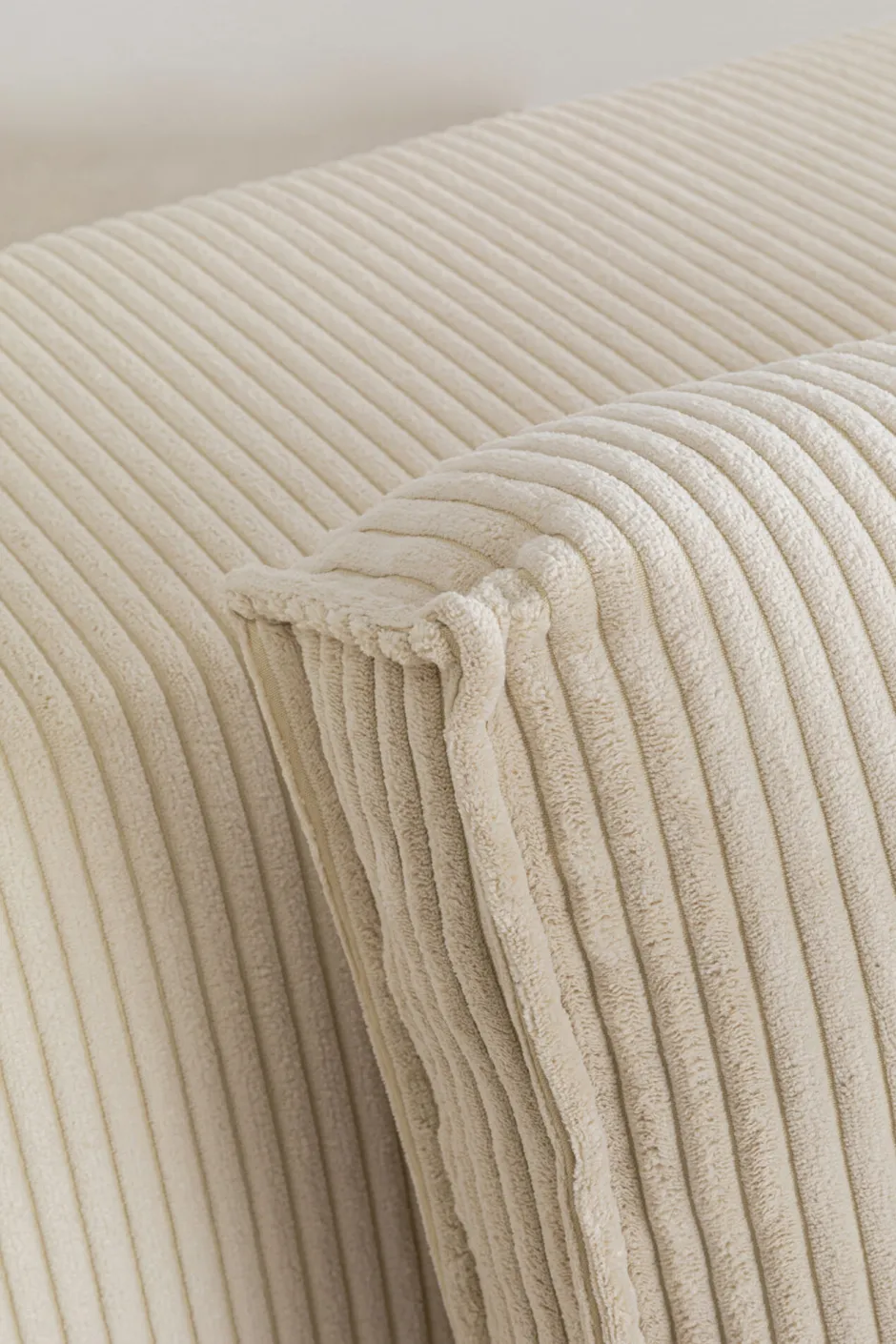 KARE Ecksofa Infinity Ottomane Cord Creme Links