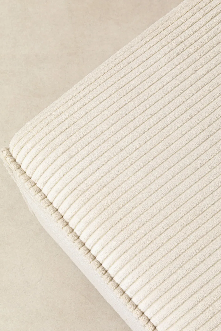 KARE Ecksofa Infinity Ottomane Cord Creme Links