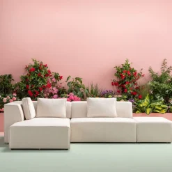 KARE Ecksofa Infinity Ottomane Creme Links