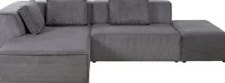 KARE Ecksofa Infinity Ottomane Cord Grau Links