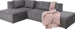 KARE Ecksofa Infinity Ottomane Cord Grau Links