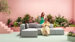 KARE Ecksofa Infinity Ottomane Grau Links