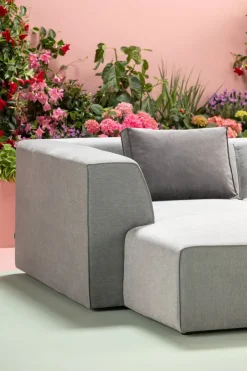 KARE Ecksofa Infinity Ottomane Grau Links