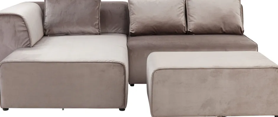 KARE Ecksofa Infinity Velvet Taupe Links