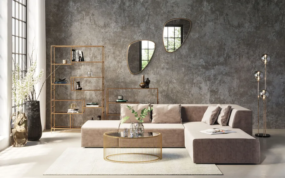 KARE Ecksofa Infinity Velvet Taupe Rechts
