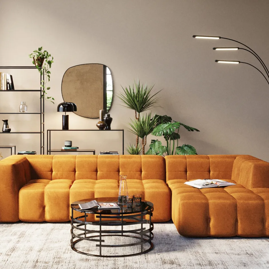 KARE Ecksofa Salamanca Goldbraun Rechts