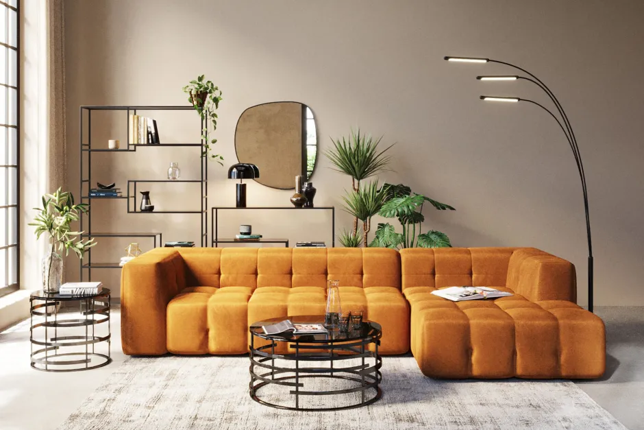 KARE Ecksofa Salamanca Goldbraun Rechts