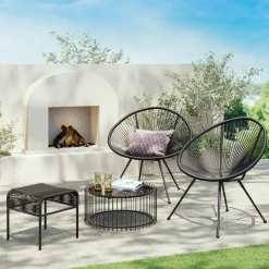 KARE Fußhocker Acapulco Mono Schwarz