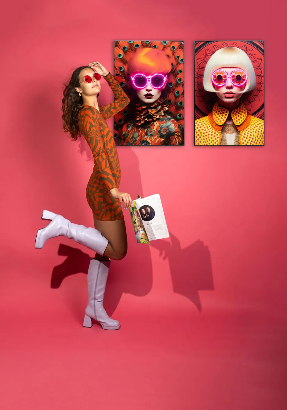 KARE Gerahmtes Bild LED Fancy Blonde Lady 120x80cm