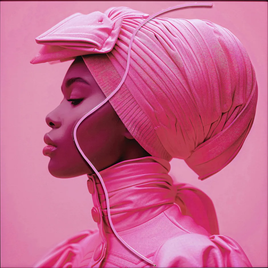 KARE Gerahmtes Bild Pink Woman LED 80x80cm