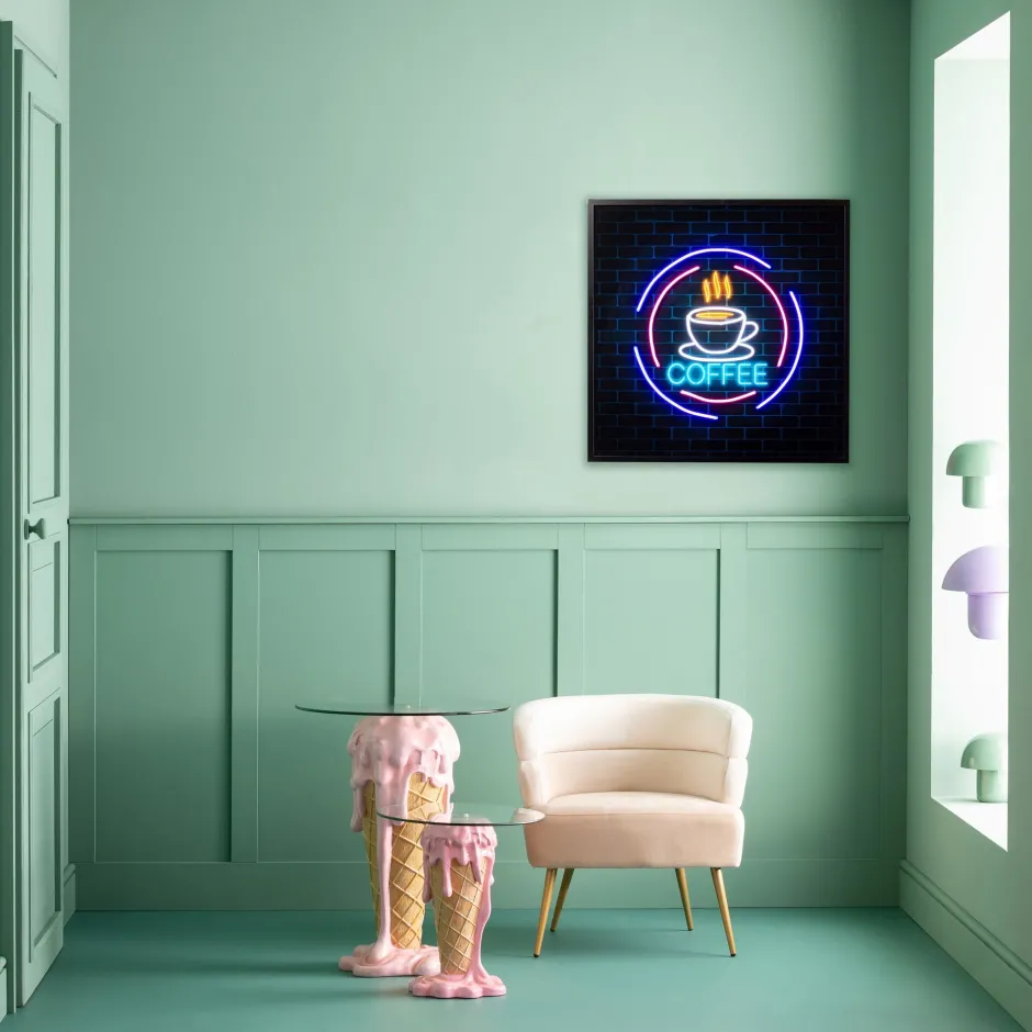 KARE Glasbild Coffee LED 80x80cm