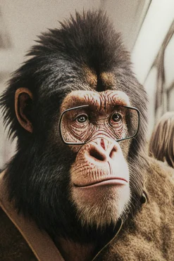 KARE Glasbild Commuter Monkey 60x60cm