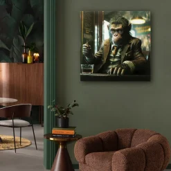 KARE Glasbild Drinking Monkey 100x100cm
