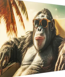 KARE Glasbild Holiday Monkey 80x60cm