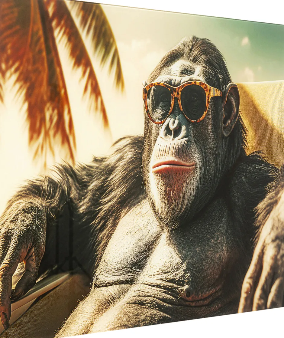 KARE Glasbild Holiday Monkey 80x60cm