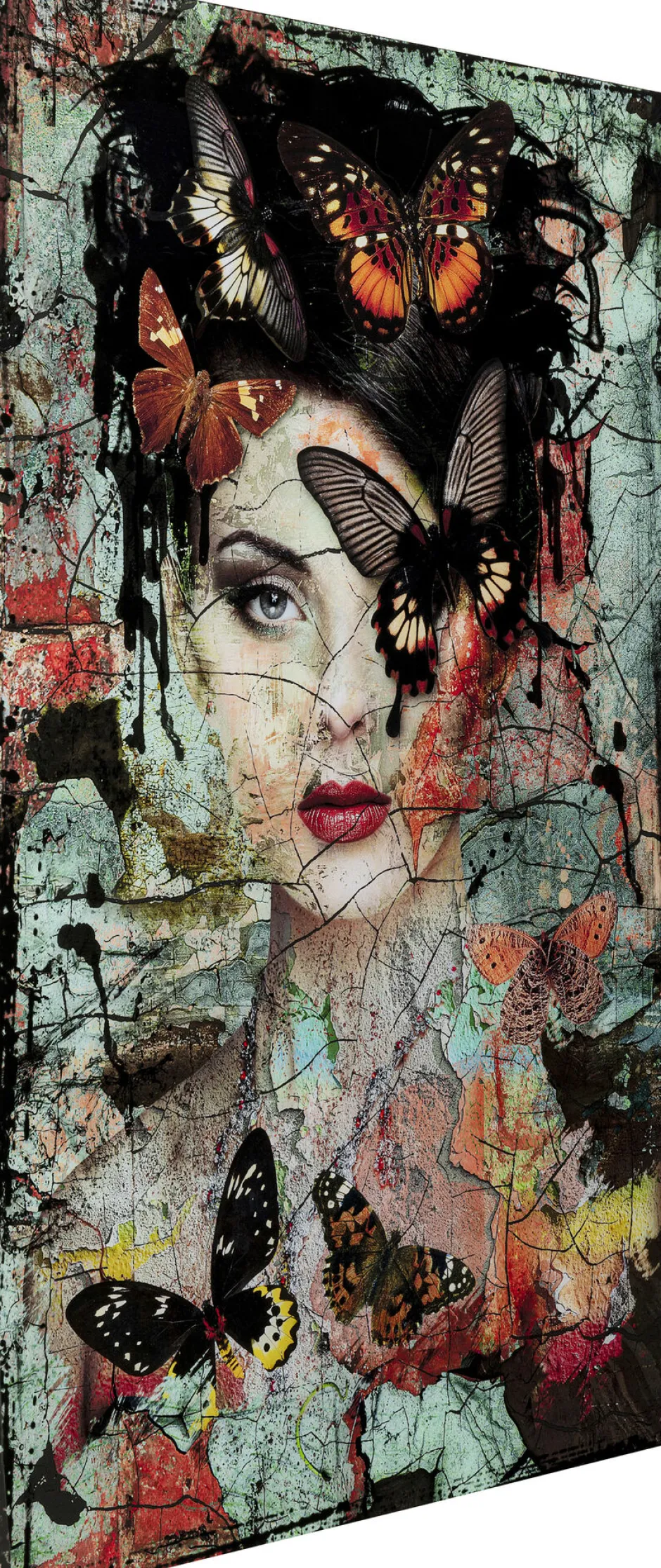 KARE Glasbild Lady Butterfly 100x150cm