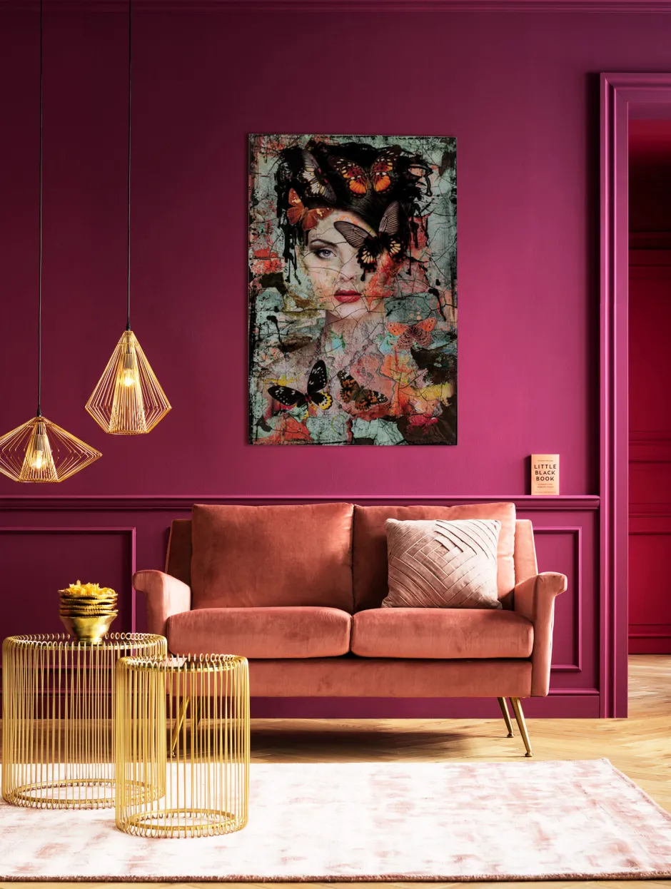 KARE Glasbild Lady Butterfly 100x150cm