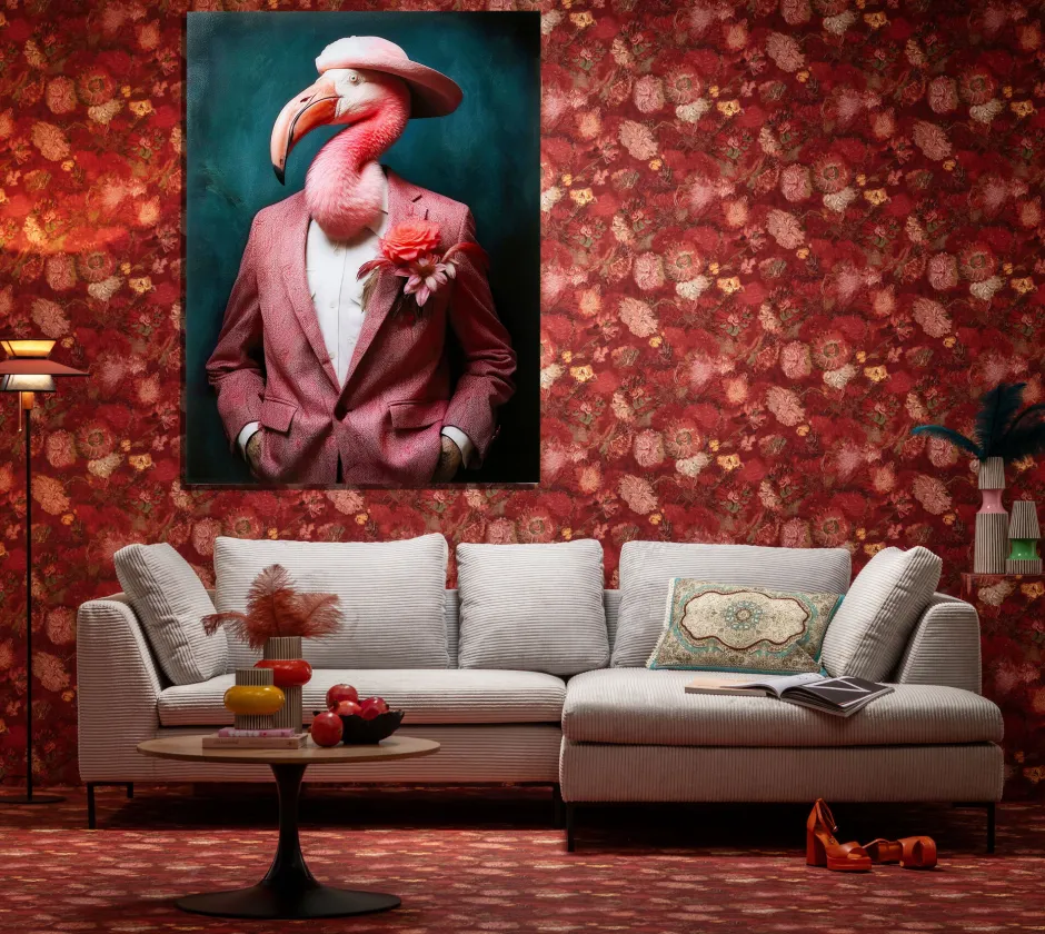 KARE Glasbild Mister Flamingo 120x160cm