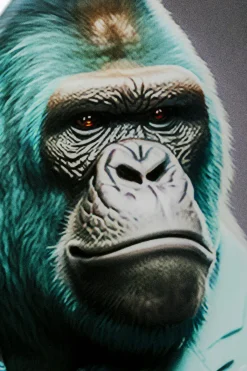 KARE Glasbild Mister Gorilla Blau 60x90cm