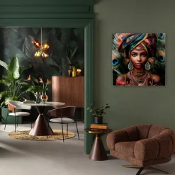 KARE Glasbild Muse Peacock 100x100cm