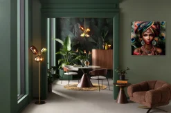 KARE Glasbild Muse Peacock 100x100cm